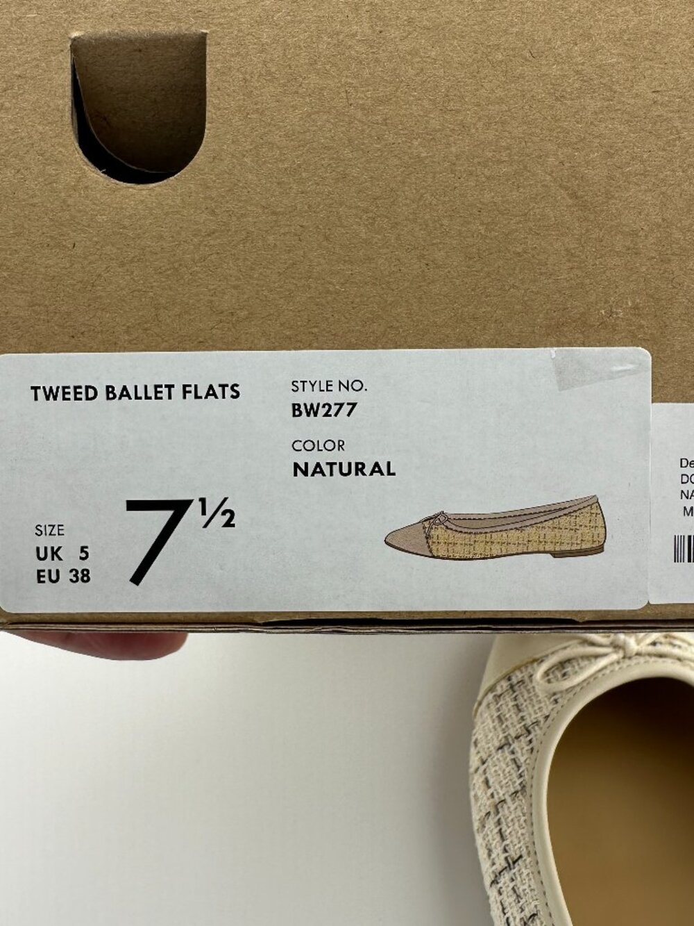 J. CREW TWEED BALLET FLATS NATURAL IVORY CREAM BOW SLIP ON WOMEN'S SHOE SIZE 7,5 - Picture 11 of 12